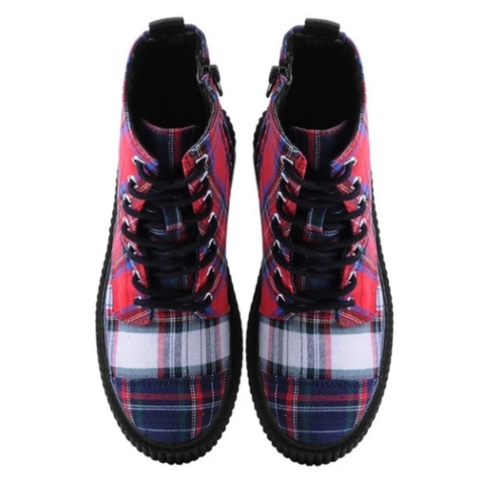 TUK mixed plaid Casbah creeper combat boots - Picture 8 of 11